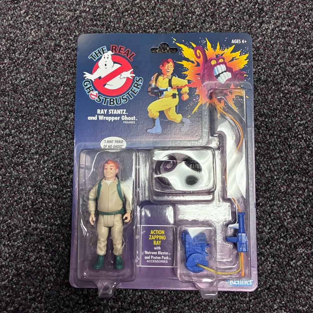 The Real Ghostbusters Ray Stantz Action Figure & Accessories Wrapper Ghost  NIB